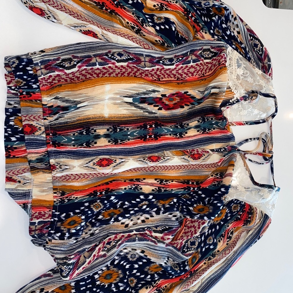 Low Back Western Print Gimmicks Blouse